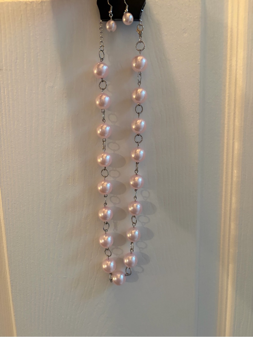 paparazzi Pink Pearl Bead Necklace and Earrings Set